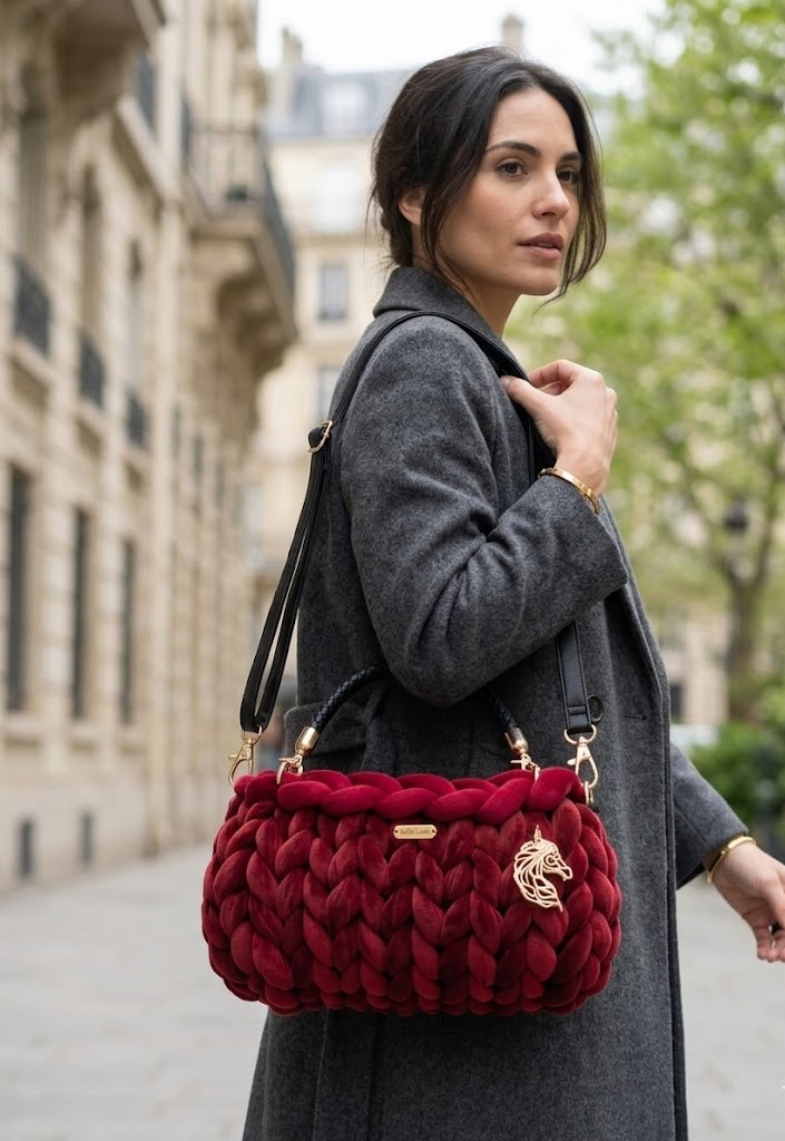 ##Lo Scarlett – Borsa Chunky Velvet Rosso Passione##